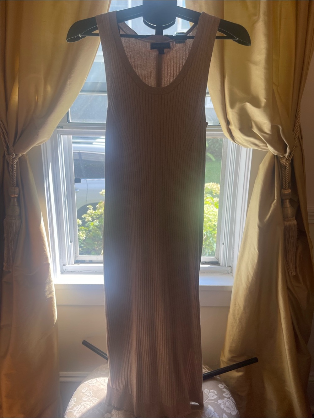 Banana Republic Ribbed Tank Midi Dress - Taupe/Gold